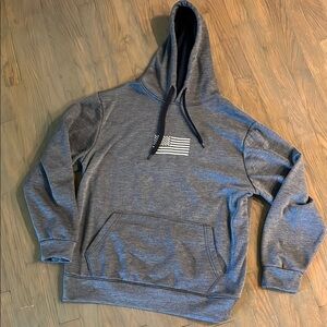 American Legends Blue Gray Hoodie with embroidered Flag Design Size medium